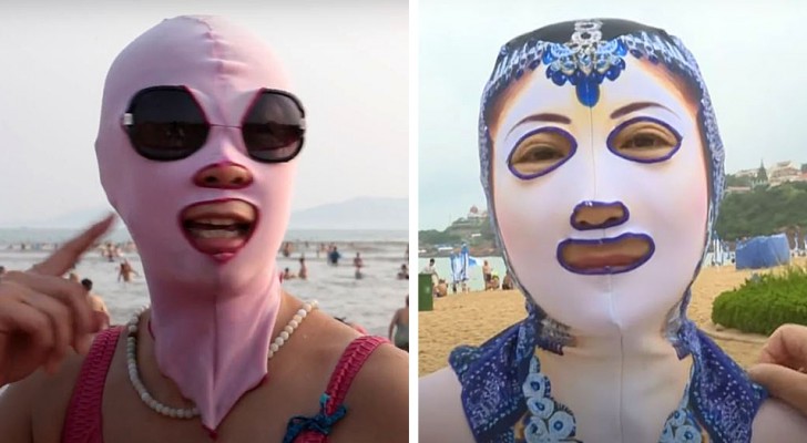 Facekini: ansiktets "dräkt" som bärs av kinesiska kvinnor för att undvika att bli solbrända