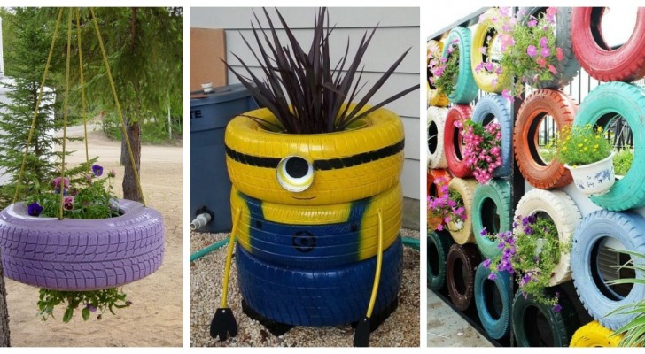 Vecchi pneumatici: riciclali per realizzare fantastiche fioriere e decorazioni per il giardino