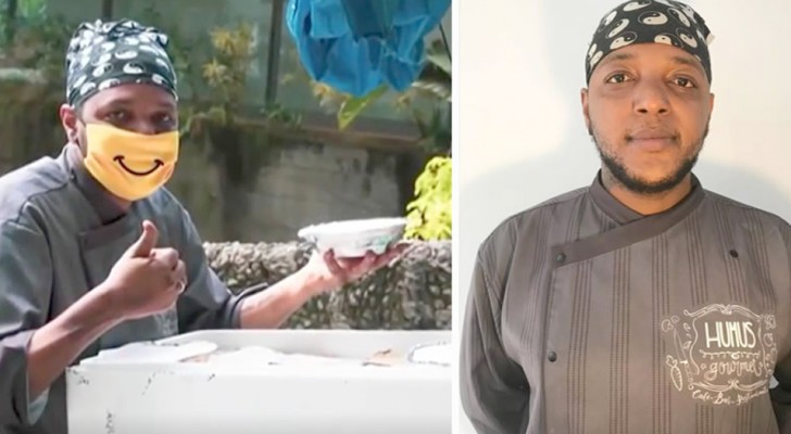 A homeless man opens a restaurant with the money he earned as a delivery guy and offers food to the needy