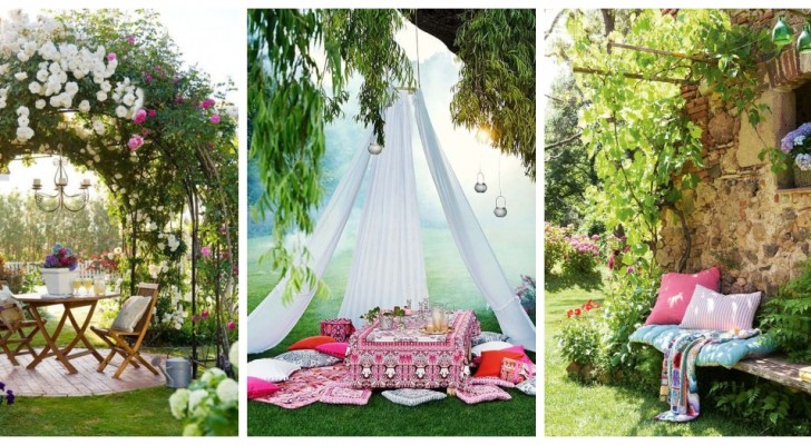 Koppla av i trädgården: många idéer för att skapa eleganta och romantiska hörn