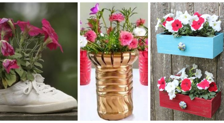 Haal hier inspiratie uit vele recycle-ideeën en tover oude spullen bijvoorbeeld om in bloembakken