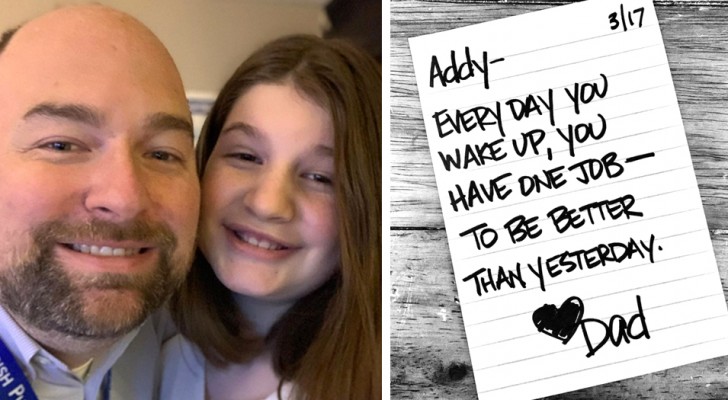 De dochter lijdt aan angst: haar vader schrijft 690 motiverende briefjes om haar te helpen zichzelf terug te vinden