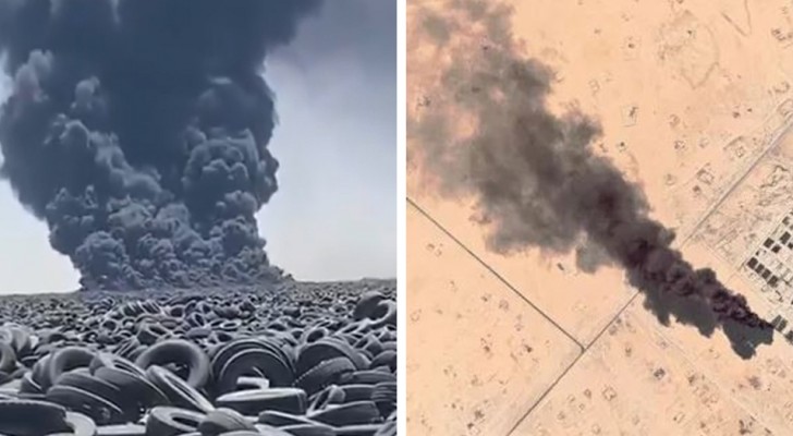 Le plus grand cimetière de pneus du monde en feu : une catastrophe écologique est à craindre