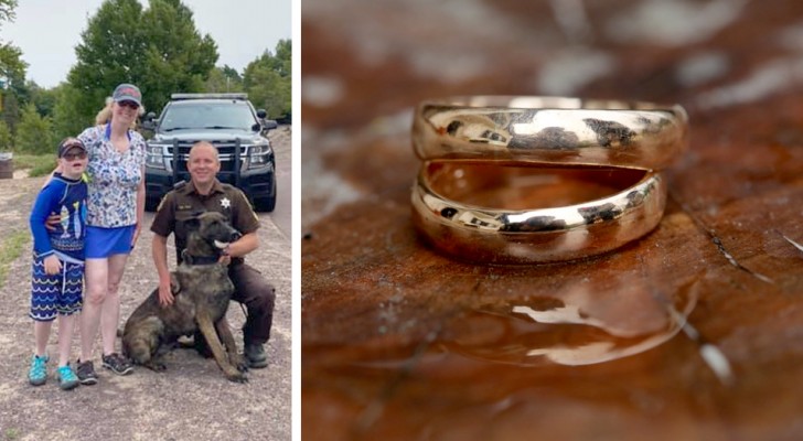 Ritrova la sua fede nunziale smarrita nella sabbia grazie all'aiuto di un cane poliziotto