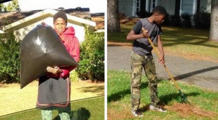 Sospeso da scuola, la mamma decide di punirlo facendogli buttare la spazzatura e tagliare il prato dei vicini