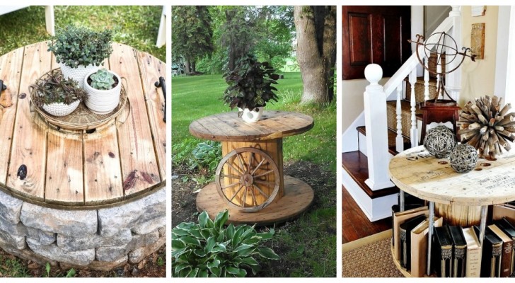 Letar du efter idéer för att tillverka möbler i rustik stil? Återanvänd kabelspolar av trä på ett kreativt sätt