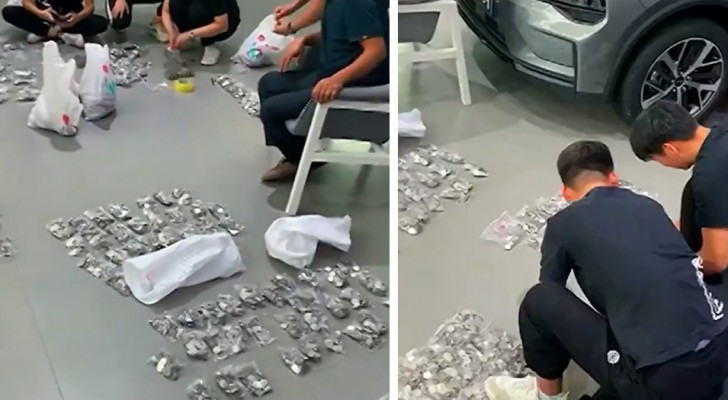 Un hombre compra un auto para el hijo y paga todo con monedas: se necesitaron 3 horas y 20 empleados para contarlas