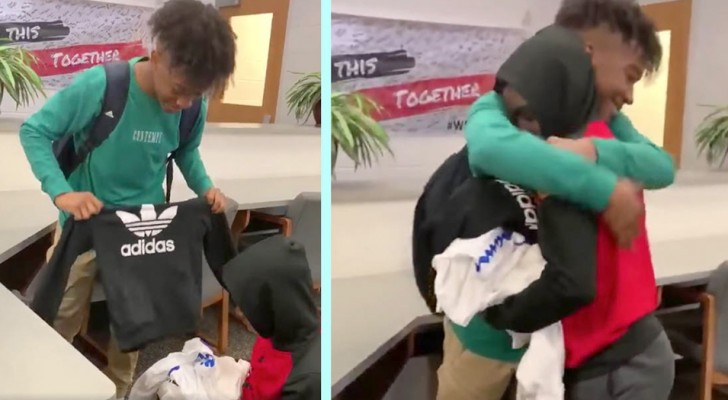 He gives three bags full of clothes to a bullied classmate - he had no money to buy new clothes