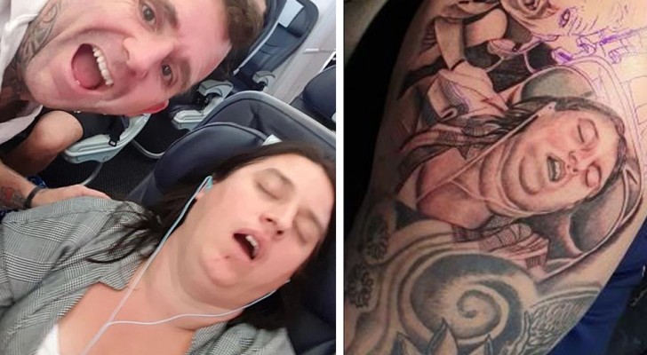 Il se fait tatouer sur la cuisse une photo de sa femme qui dort la bouche grande ouverte : "nous aimons nous faire des blagues"