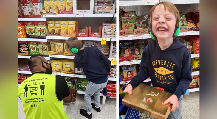 Un papà riesce a riprendere la bellissima interazione tra suo figlio autistico e un dipendente del supermercato