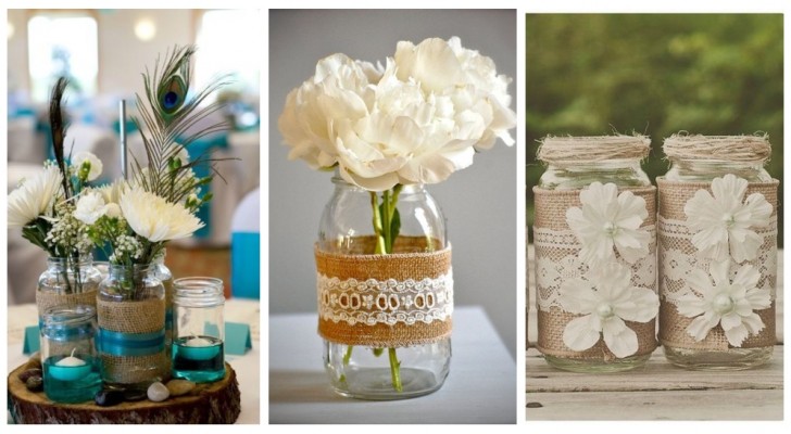 Réalisez des décorations simples, charmantes et dans un style rustique avec des bocaux en verre recyclés et du jute