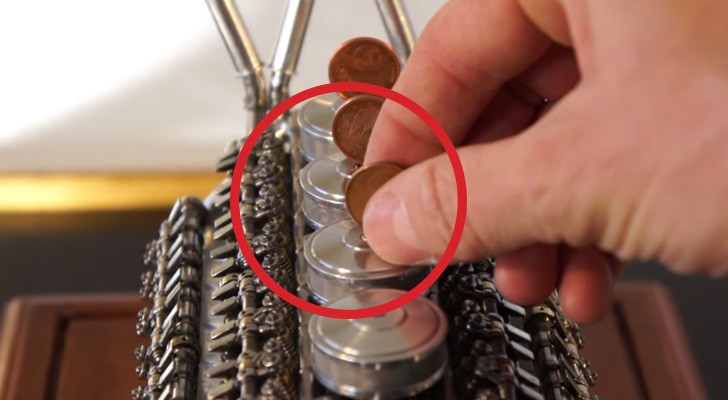 He puts some coins on a running engine: his accuracy is perfect !