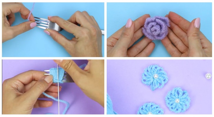 Divertiti a creare dei fiori di lana usando semplicemente delle forchette (+ VIDEO)