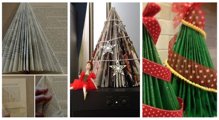 Trasforma qualsiasi rivista o giornale in un fantastico albero di Natale in miniatura