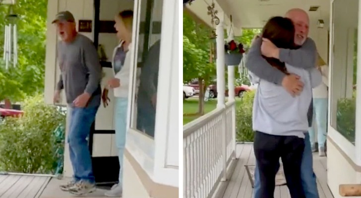 Hon överraskar pappan som inte har sett henne på tre år: kramen med hans dotter är rörande (+ VIDEO)