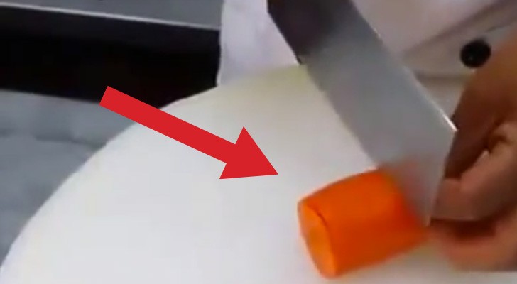 He starts by cutting a simple carrot, but the end result is AWESOME !