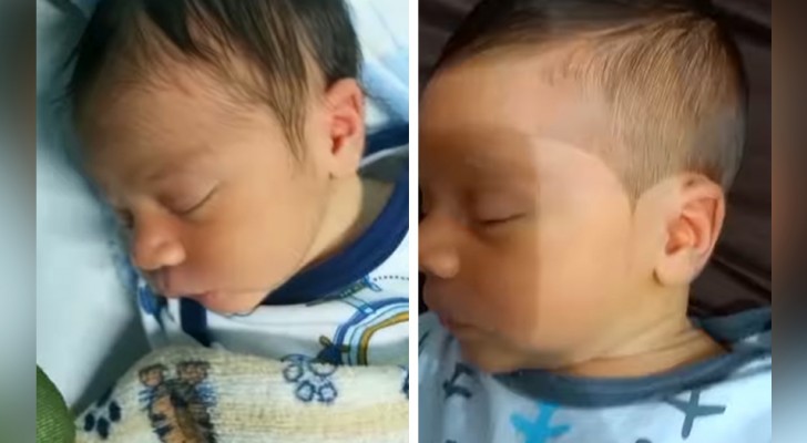 Papá peluquero corta el cabello al hijito de 18 días como si fuera un adulto