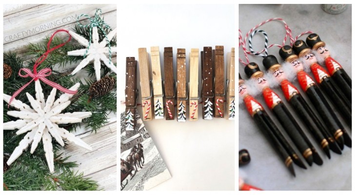 Créez vos décorations de Noël en recyclant les pinces à linge en bois avec fantaisie 