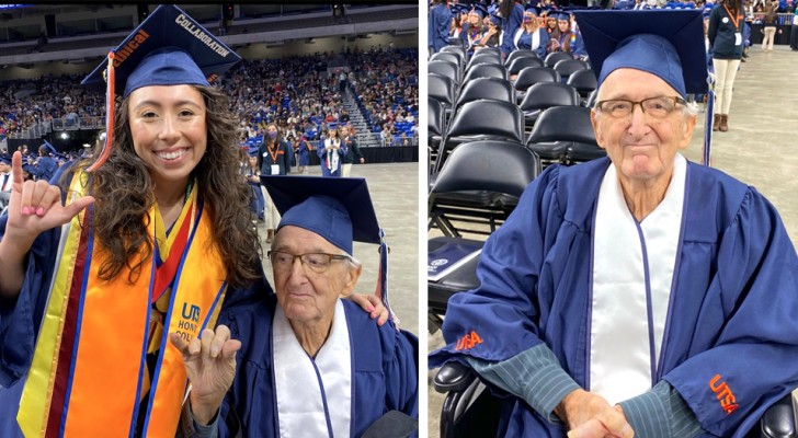87-jähriger Opa und Enkelin erhalten gemeinsam ihre Abschlussurkunden