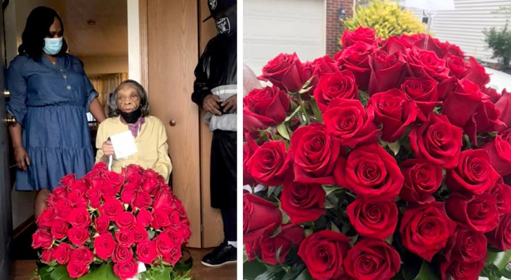 Compie 107 anni e festeggia con un bouquet di 107 rose