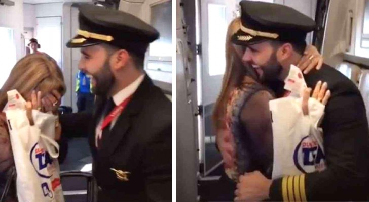 Una mamá se emociona visiblemente cuando descubre que el hijo es piloto de su vuelo (+VIDEO)