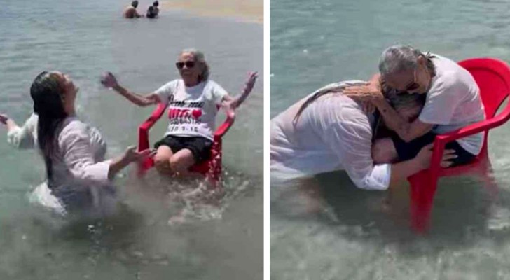 Nieta lleva a la abuela a bañarse al mar y cumple su mayor deseo