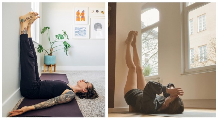Beine an die Wand: Lernen Sie, sich in einer bequemen Position zu entspannen, die Sie jeden Tag zu Hause einnehmen können