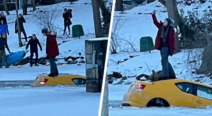 Finisce in un fiume ghiacciato e si scatta un selfie mentre la sua macchina affonda (+VIDEO)