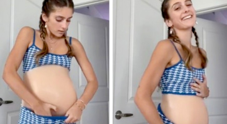 Woman buys a fake pregnant tummy and wears it every month: 