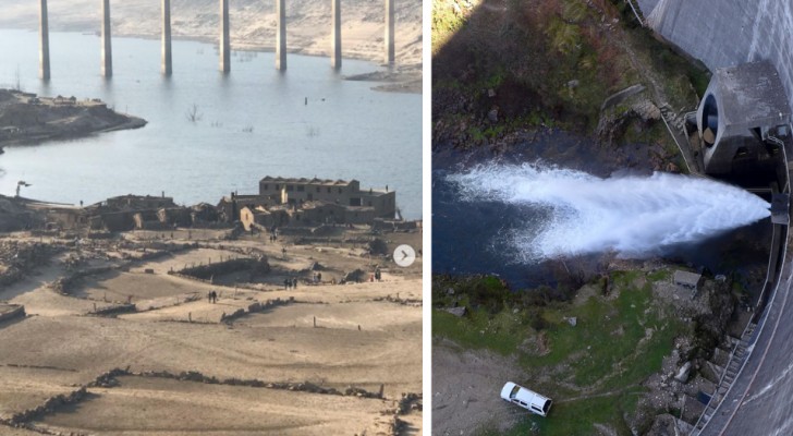 Dürrebedingter Dammbruch: Geisterdorf taucht nach 30 Jahren unter Wasser wieder auf