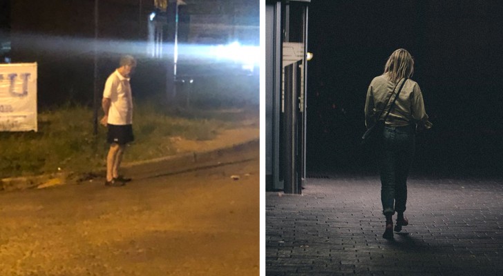 Dad waits every evening for his daughter to come home from work: he escorts her because the street are dark