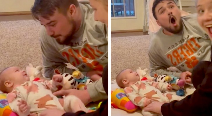 "Te quiero mucho": las primeras palabras de una bebé de 2 meses a su padre (+VIDEO)