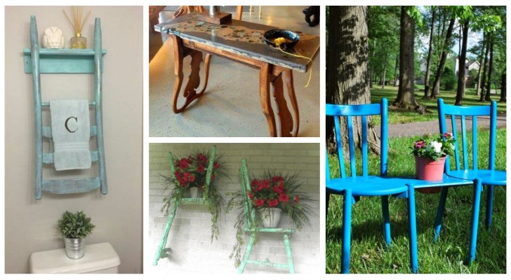 Heb je een beschadigde of ouderwetse houten stoel? Verander hem op een originele manier om huis en tuin fantasievol in te richten!