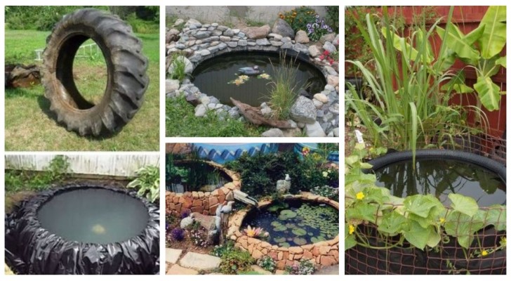 Vorresti un laghetto in giardino? Puoi crearlo con uno pneumatico da trattore