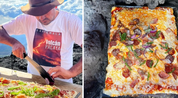 Questo chef del Guatemala cuoce la pizza sul cratere di un vulcano: la lava è il suo forno