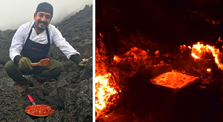 Questo chef cuoce le pizze grazie al calore della lava di un vulcano