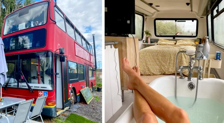 Couple buy a bus for just £ 2500 ($ 3,300) and turn it into a two-story house