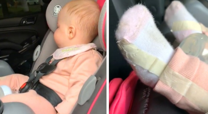Mother picks up her daughter from kindergarten and notices scotch tape on her feet: "It's to keep her from losing her socks"