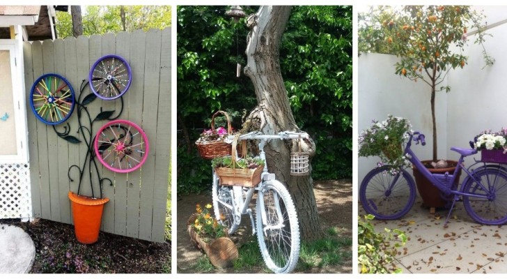 Oude fietsen in de tuin: recycle ze als een originele en ongewone decoratie!