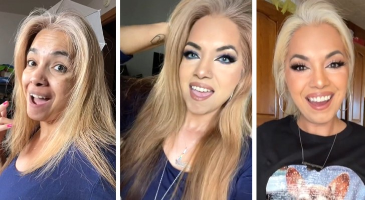 Thanks to make-up she manages to transform herself into a woman who looks 20 years younger: followers call her a "scammer"