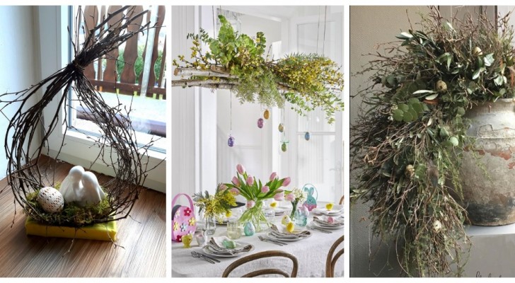 Natuurlijke paasdecoraties: gebruik echte takken en bloemen om elegante composities te maken