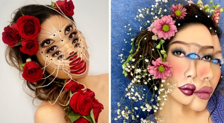 Illusioni ottiche realizzate col make-up: 16 incredibili creazioni di un'artista ispirate a delle visioni