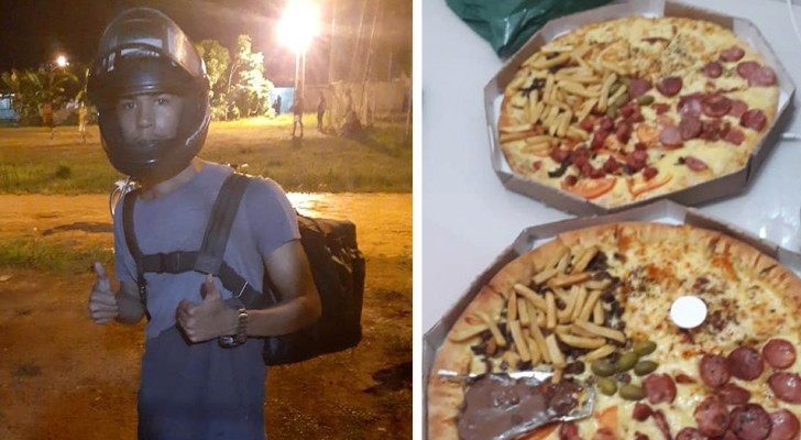 Mother supports her son by buying pizzas on his first day as a pizza delivery boy: she is so proud of him