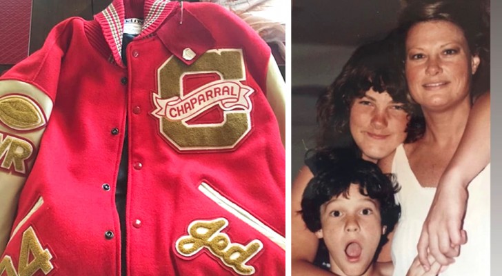 28 ans plus tard, il retrouve la veste que sa mère ne pouvait pas lui payer lorsqu'il était à l'école : 