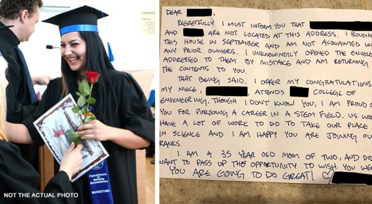 Student sends an invitation for her graduation party to the wrong address: a stranger gives her a pleasant surprise