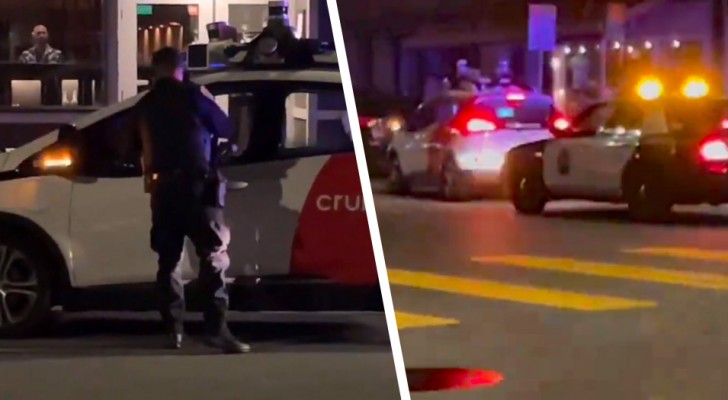 Politieagenten stoppen een auto zonder de koplampen aan: ze stappen uit en realiseren zich dat er geen bestuurder in zit (+ VIDEO)