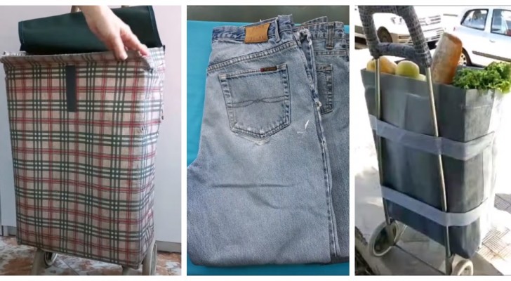 Ist Ihr Einkaufswagen abgenutzt? Machen Sie aus einer alten Jeans wieder eine neue!