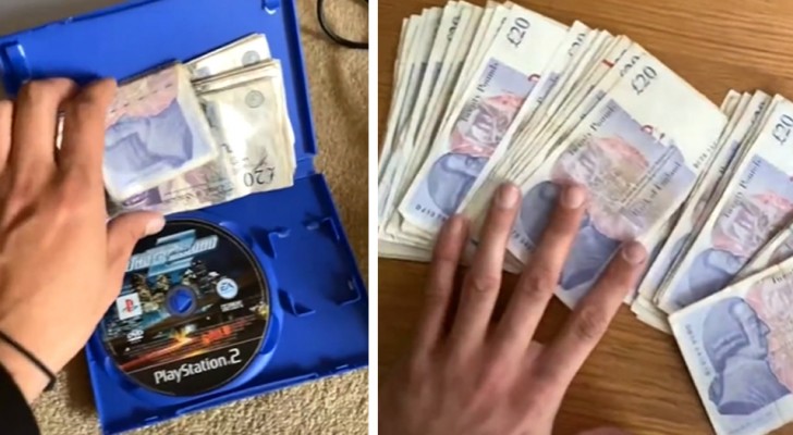 Hij herinnert zich niet meer waar hij het geld had gelegd: jaren later opent hij een doos met videogames en vindt hij een bundel van £1.000