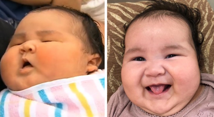 A baby girl weighing over 6.5 kg is delivered by natural childbirth: her chubby face conquered everyone (+ VIDEO)