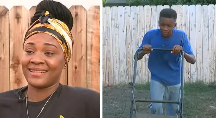 Sonen blir avstängd från skolan och mamman straffar honom genom att tvinga honom att klippa gräset för alla sina äldre grannar (+VIDEO)